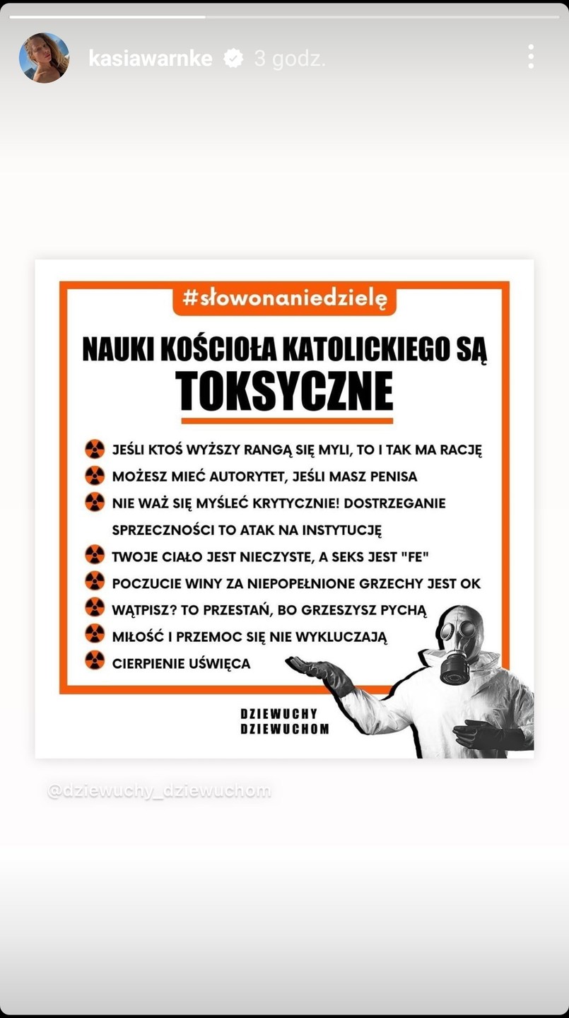 Widok InstaStories z profilu Katarzyny Warnke na Instagramie