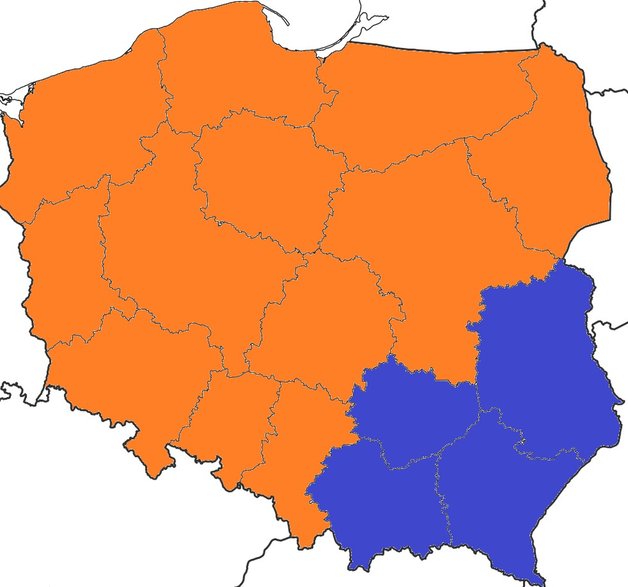 Przewidywany możliwy podział władzy (kolor niebieski – PiS, kolor pomarańczowy – opozycja).