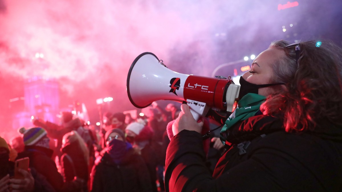 Marta Lempart podczas protestu kobiet w centrum Warszawy 29 stycznia 2021 roku