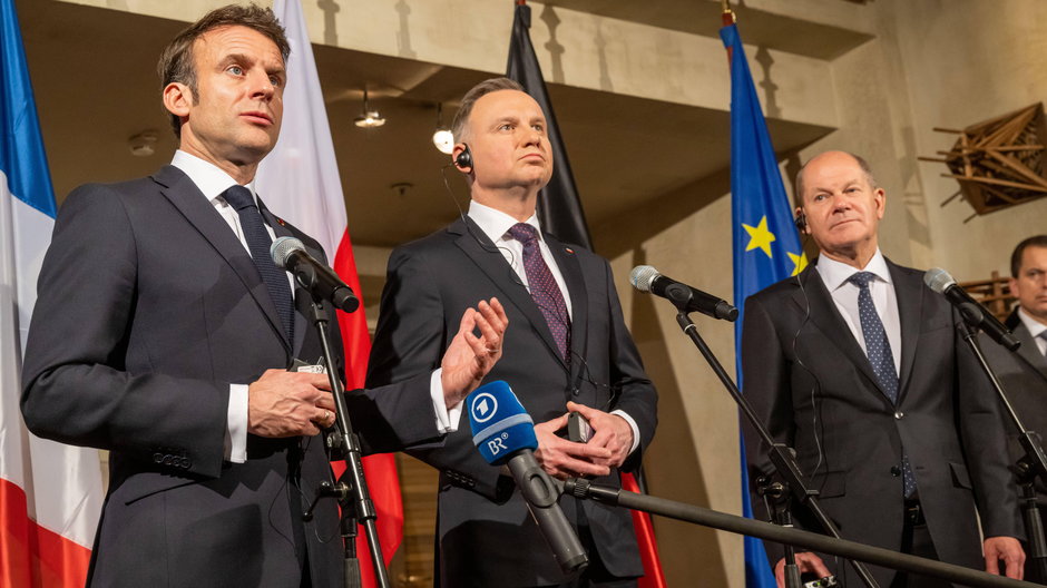 Andrzej Duda, Emmanuel Macron i Olaf Scholz