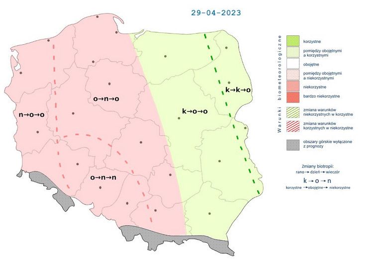 W zachodniej połowie Polski pogoda będzie miała obojętny lub niekorzystny wpływ na nasze samopoczucie