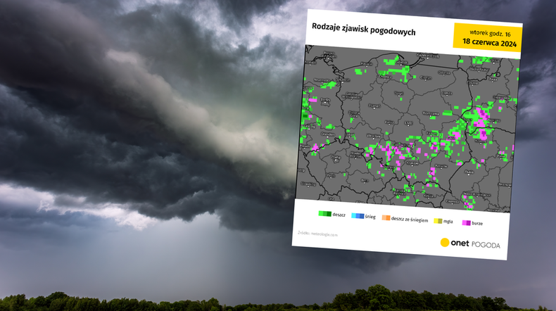 Dziś nie zabraknie burz, a pod osłoną nocy nadejdzie kolejna fala (screen: meteologix.com)