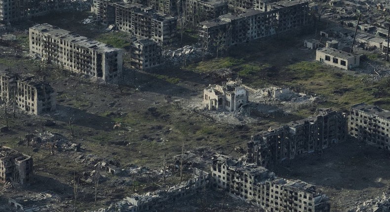 A view of Chasiv Yar in Ukraine, which has been left ruined after ferocious fighting between the Ukrainian and Russian military.Libkos via Getty