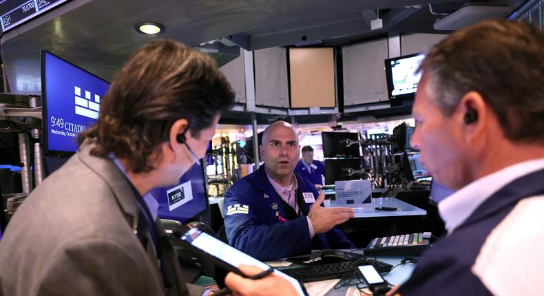 Traders work the floor of the New York Stock Exchange in October 2023.Michael M. Santiago / Getty