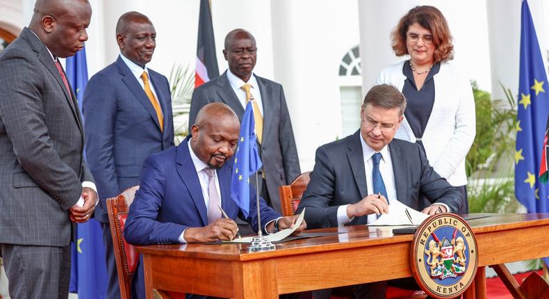 President William Ruto presided over the signing of the EU-Kenya Economic Partnership Agreement briefing, at State House, Nairobi on June 19. 2023