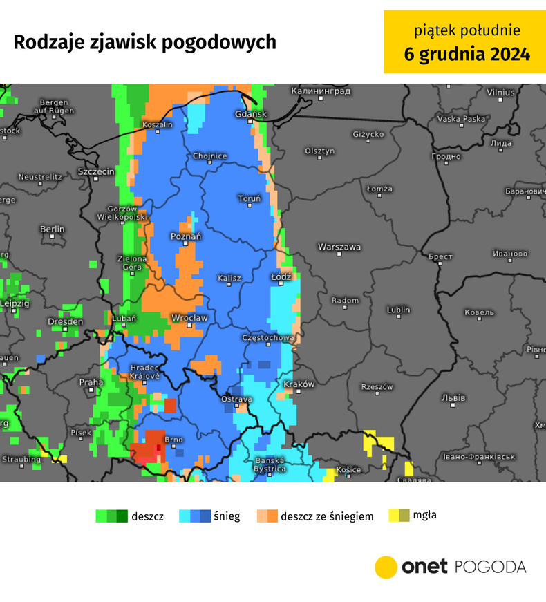 W piątek miejscami może sypnąć mokrym śniegiem