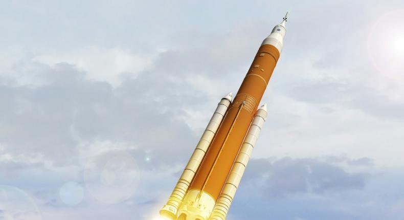 This NASA image from February 7, 2018, shows an artist concept image of the next generation of NASA's Space Launch System