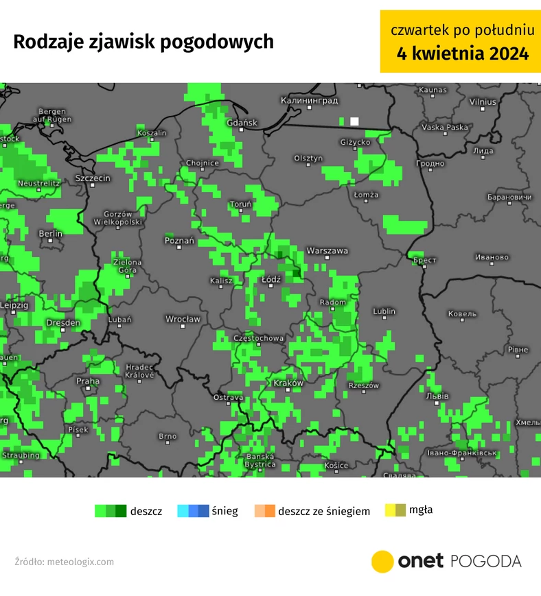 W całej Polsce wystąpią opady deszczu