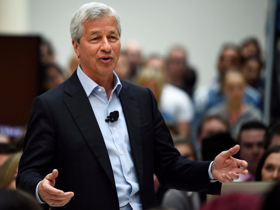JP Morgan CEO Jamie Dimon speaks at a Remain in the EU campaign event attended by Britain's Chancellor of the Exchequer George Osborne (not shown) at JP Morgan's corporate centre in Bournemouth