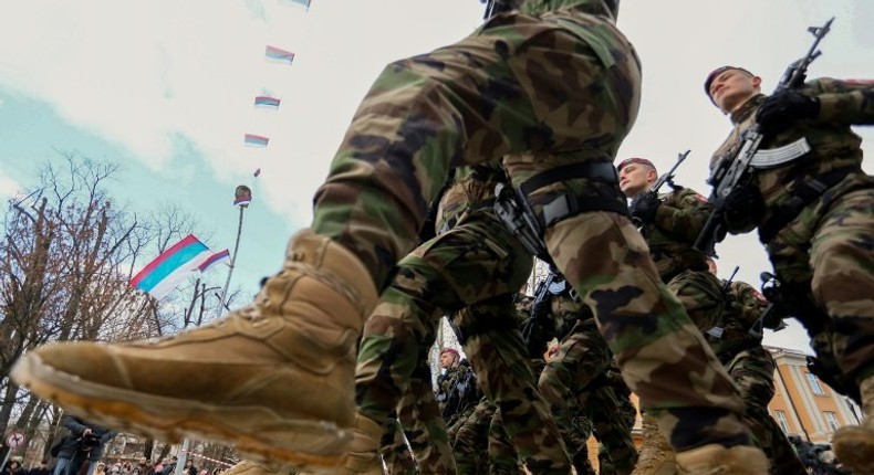 Special Unit of Bosnian Serb police parade on January 9, 2017, honoring The Day of Republika Srpska in Banja Luka