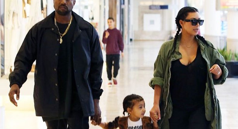 Kanye West, North West and Kim Kardashian West