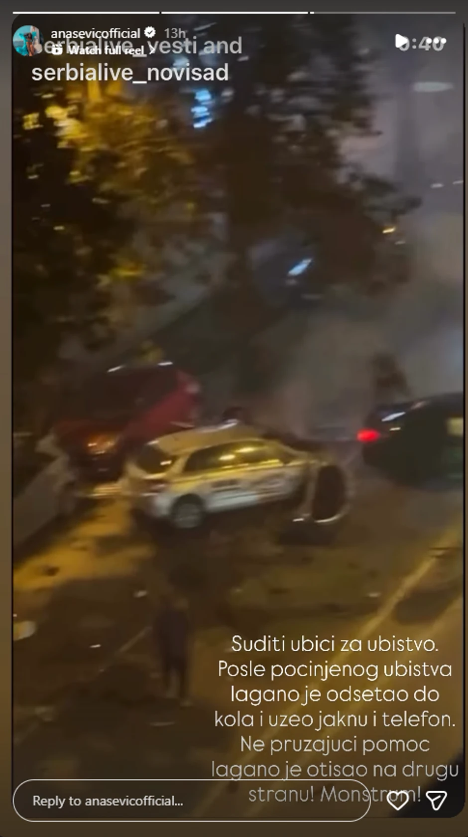 Ana Sević o saobraćajnoj nesreći u Novom Sadu