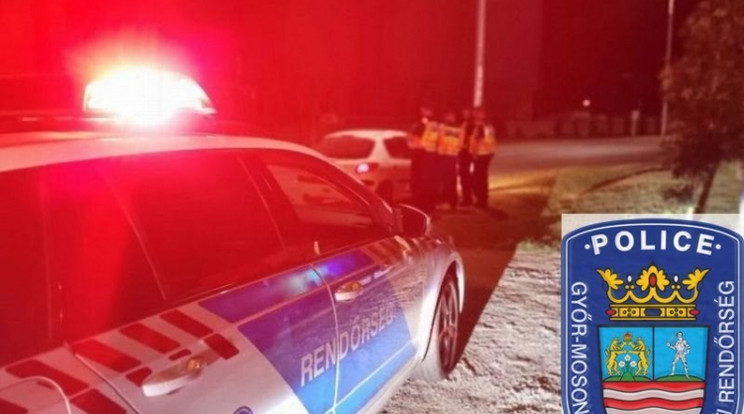 Illegális gyorsulási verseny résztvevőire csaptak le a rendőrök Győrben / Fotó: police.hu