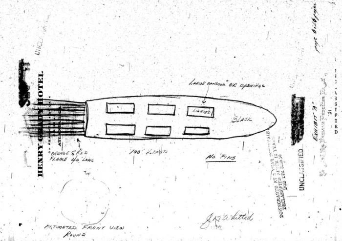 Szkic UFO w wykonaniu Whitteda