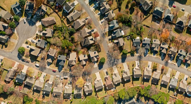 An aerial view of homes in Atlanta, Georgia.halbergman/Getty Images