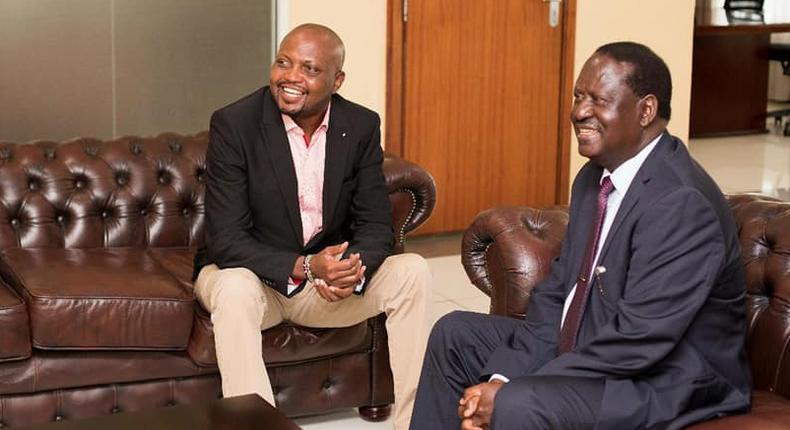 File image of Gatundu South MP Moses Kuria with ODM party leader Raila Odinga