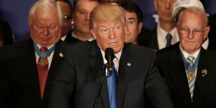 Donald Trump delivers remarks at a campaign event at the Trump International Hotel in Washington, D.C., U.S., September 16, 2016.