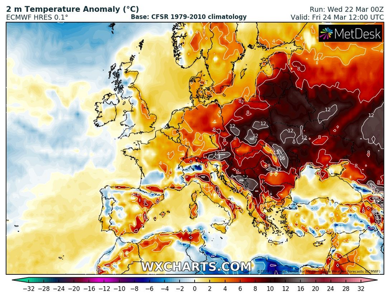 Kolejne dni to duże ciepło niemal w całej Europie