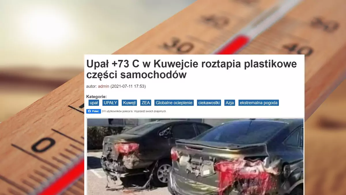 Rzekomo roztopione z powodu upału samochody w Kuwejcie. Tak naprawdę nigdy tam nie były