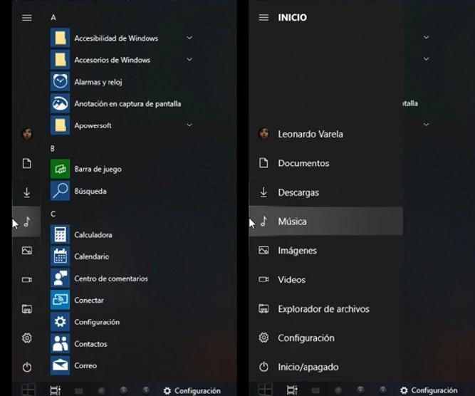 Menu Start z Windows 10 Redstone 6