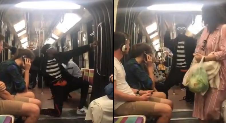 Man’s scary dance moves on a train get passengers running out for safety (video)