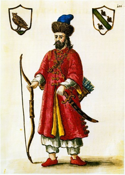 Marco Polo w stroju tatarskim, wizerunek XVIII-wieczny (domena publiczna)