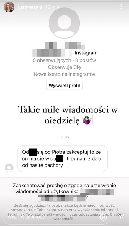 Justyna Żyła pokazała wiadomości od hejtera