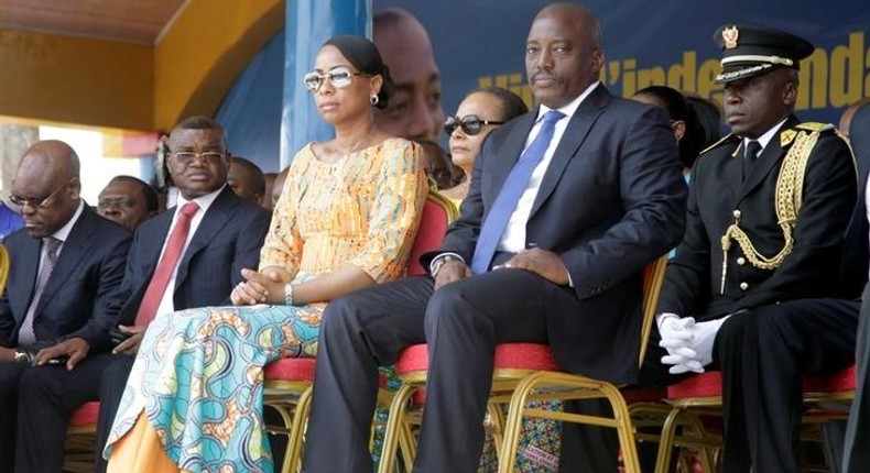 Democratic Republic of the Congo's President Joseph Kabila (2nd R) and First Lady Marie Olive Lembe attend the anniversary celebrations of Congo's independence from Belgium in Kindu, the capital of Maniema province in the Democratic Republic of Congo, in this file photo dated June 30, 2016. 