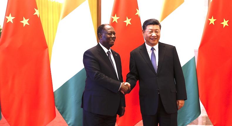 Alassane Ouattara et Xi Jinping / Photo de Financial Afrik