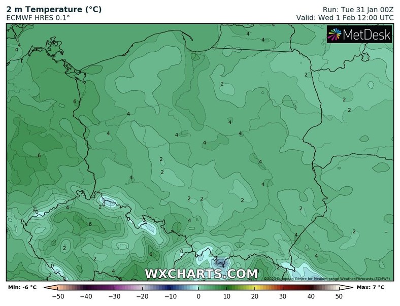 Temperatura w większości kraju nieznacznie przekroczy 0 st. C