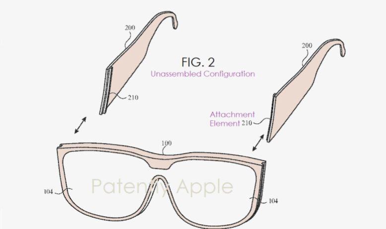 Projekt okularów Apple pochodzący z wniosku patentowego producenta 