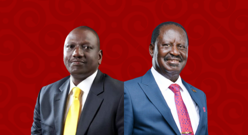 2022 presidential candidates Dr William Ruto (Kenya Kwanza) and Raila Odinga (Azimio) 