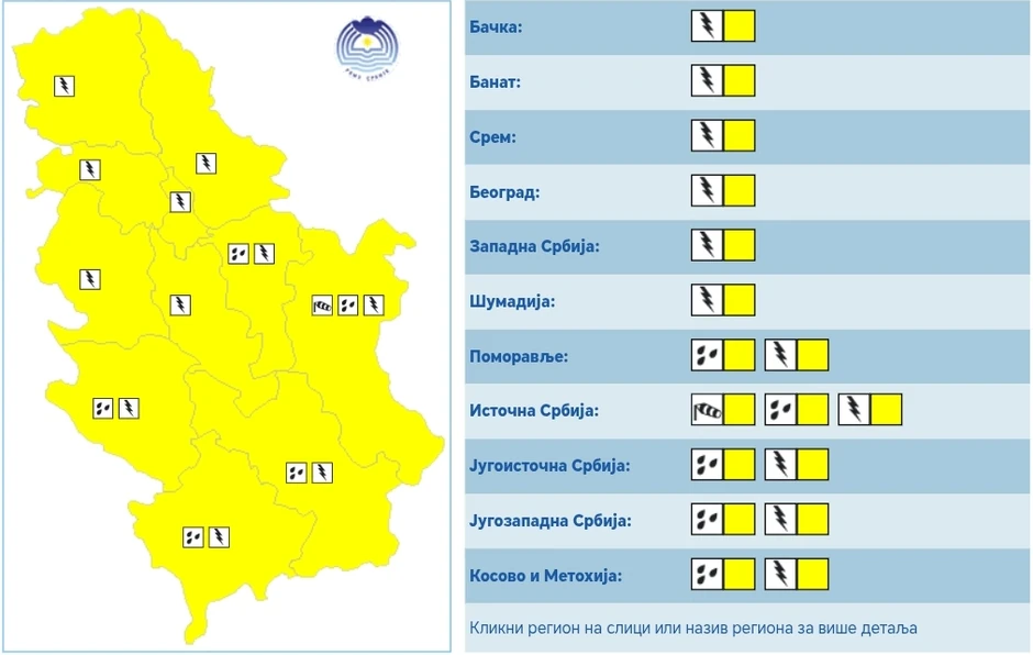 Cela Srbija u "žutom"