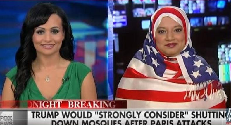 Woman responds perfectly to Donald Trump by putting on an American flag hijab