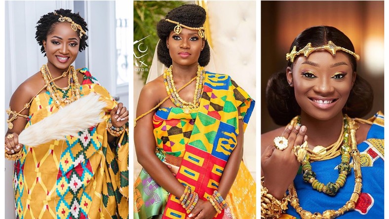 8 Ghanaian Brides Who Ditched Kaba And Slit For Kente Wrap