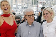 Actress Blake Lively jokes with director Woody Allen and actress Kristen Stewart as they pose during a photocall for the film Cafe Society out of competition before the opening of the 69th Cannes Film Festival in Cannes