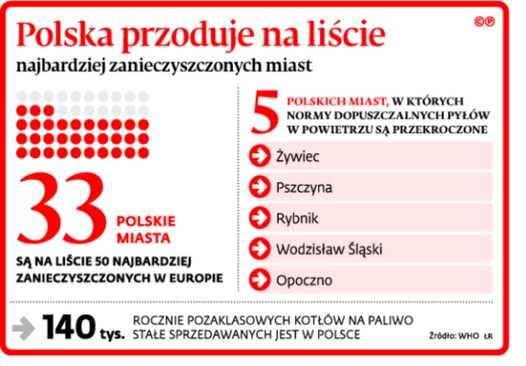 Polska przoduje na liście najbardziej zanieczyszczonych miast