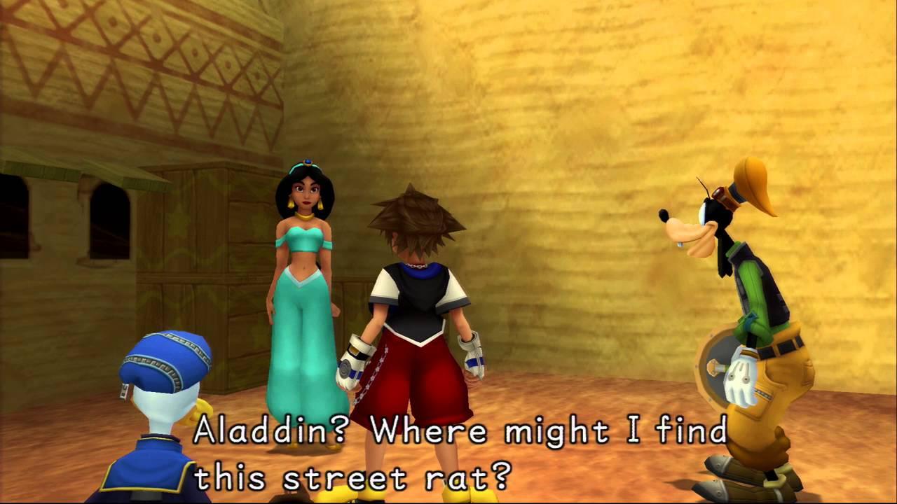 Káčer Donald, princezná Jazmína a japonský protagonista. Toto je možné len v sérii Kingdom Hearts.
