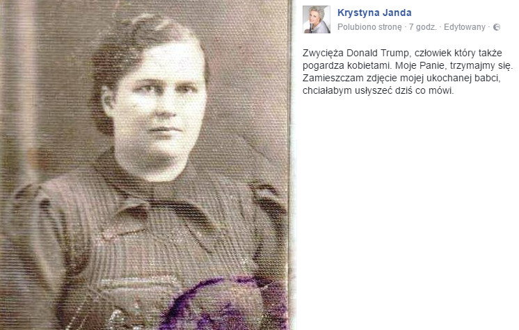 Gwiazdy reagują na wygraną Donalda Trumpa: Krystyna Janda na Facebooku