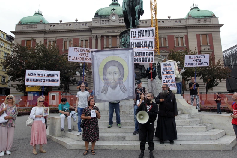 Raščinjeni monah Antonije Davidović na jednom od skupova u Beogradu