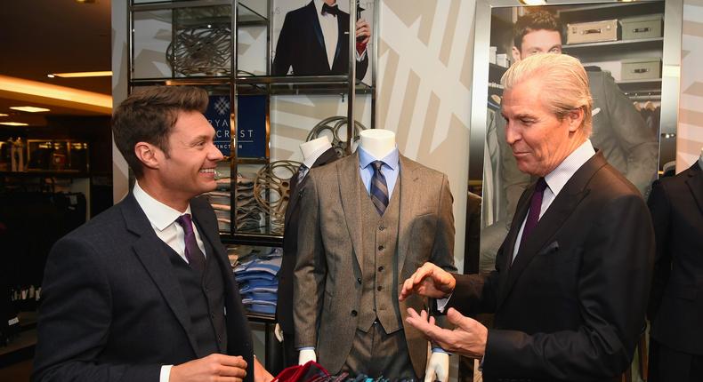 Ryan Seacrest and Terry J. Lundgren, the CEO, chairman, and president of Macy's, at the launch of Seacrest's Distinction line in 2014. Randa manufactures accessories for and created Distinction.