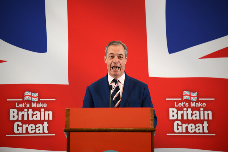 Brytyjski polityk Nigel Farage, były lider Partii Niepodległości Zjednoczonego Królestwa oraz Brexit Party