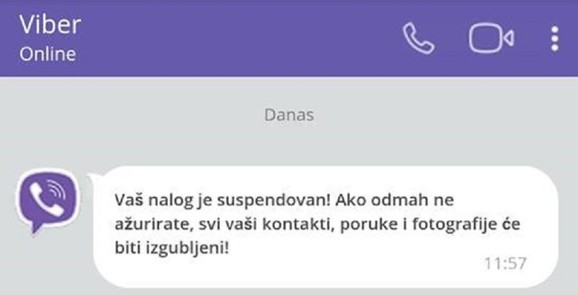 Poruka koja je stigla korisnicima Vibera