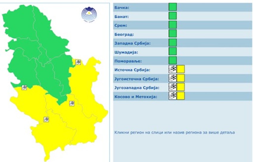 Meteo alarm za 7. decembar