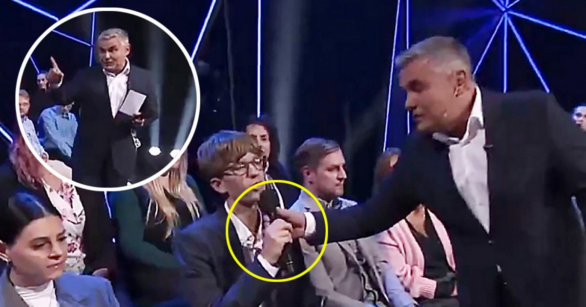 Widz zaczął pytanie. Gdy padły kontrowersyjne słowa, prowadzący wyrwał mikrofon