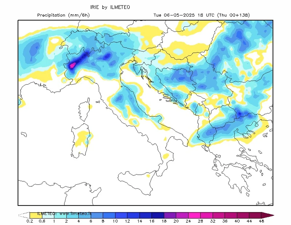 Mapa sa padavinama 6. maja