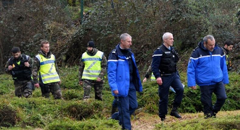 French Gendarmes take part in search operations looking for the Troadec family, missing since February 16