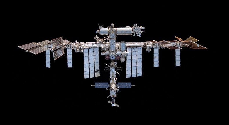 A view of the International Space Station from a spacecraft after undocking in 2021.Thomas Pesquet/ESA via NASA