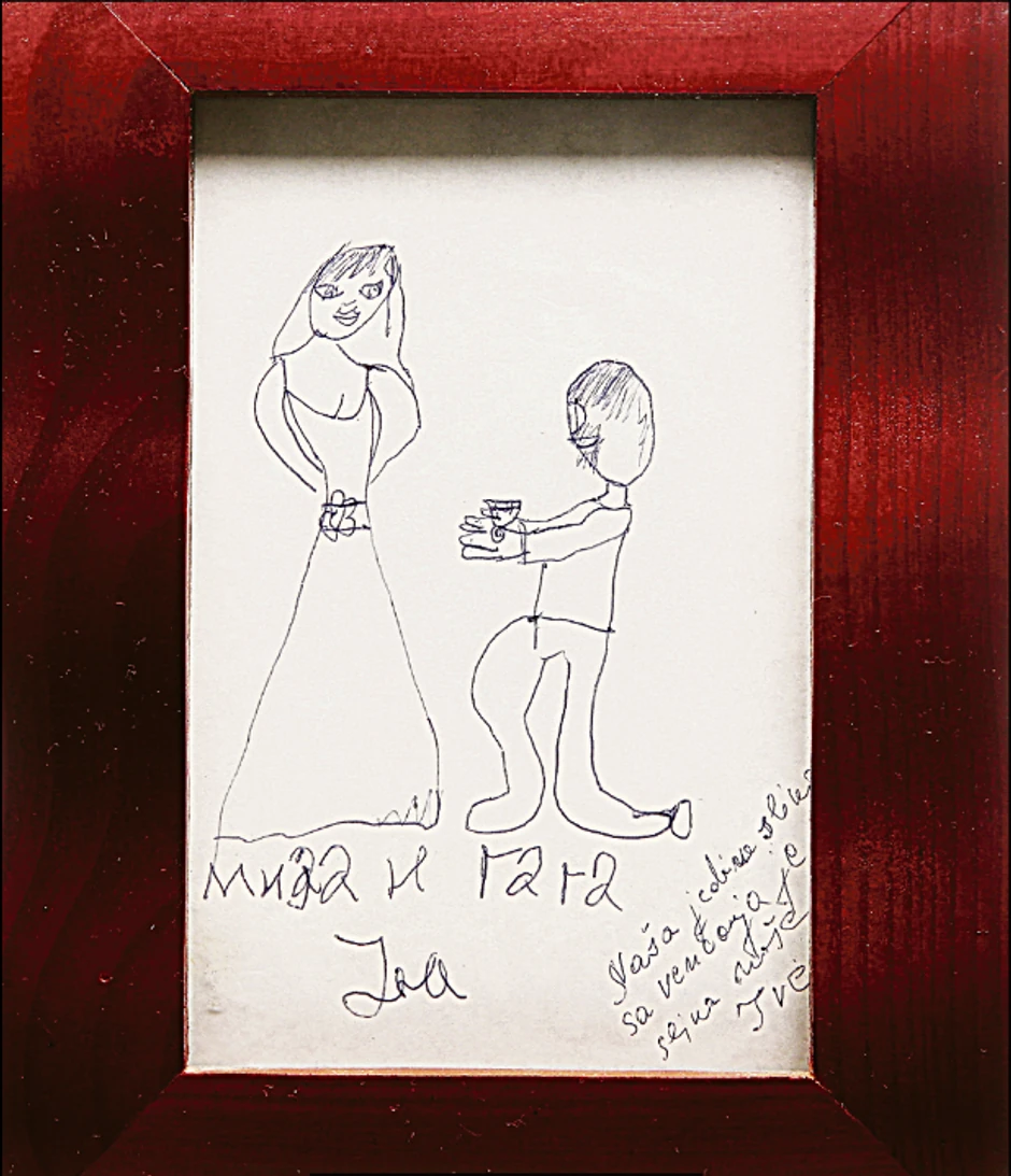 "Naša jedina slika sa venčanja je slika moje Ive", napisala je Milena pored unukinog crteža i uramila ga