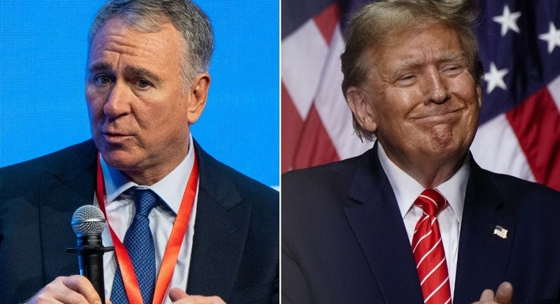 Right here? Right now? The election is tomorrow? He wins it, Citadel founder and CEO Ken Griffin said of former President Donald Trump's bid for the White House.Vernon Yuen/NurPhoto via Getty Images; Elijah Nouvelage/AFP via Getty Images